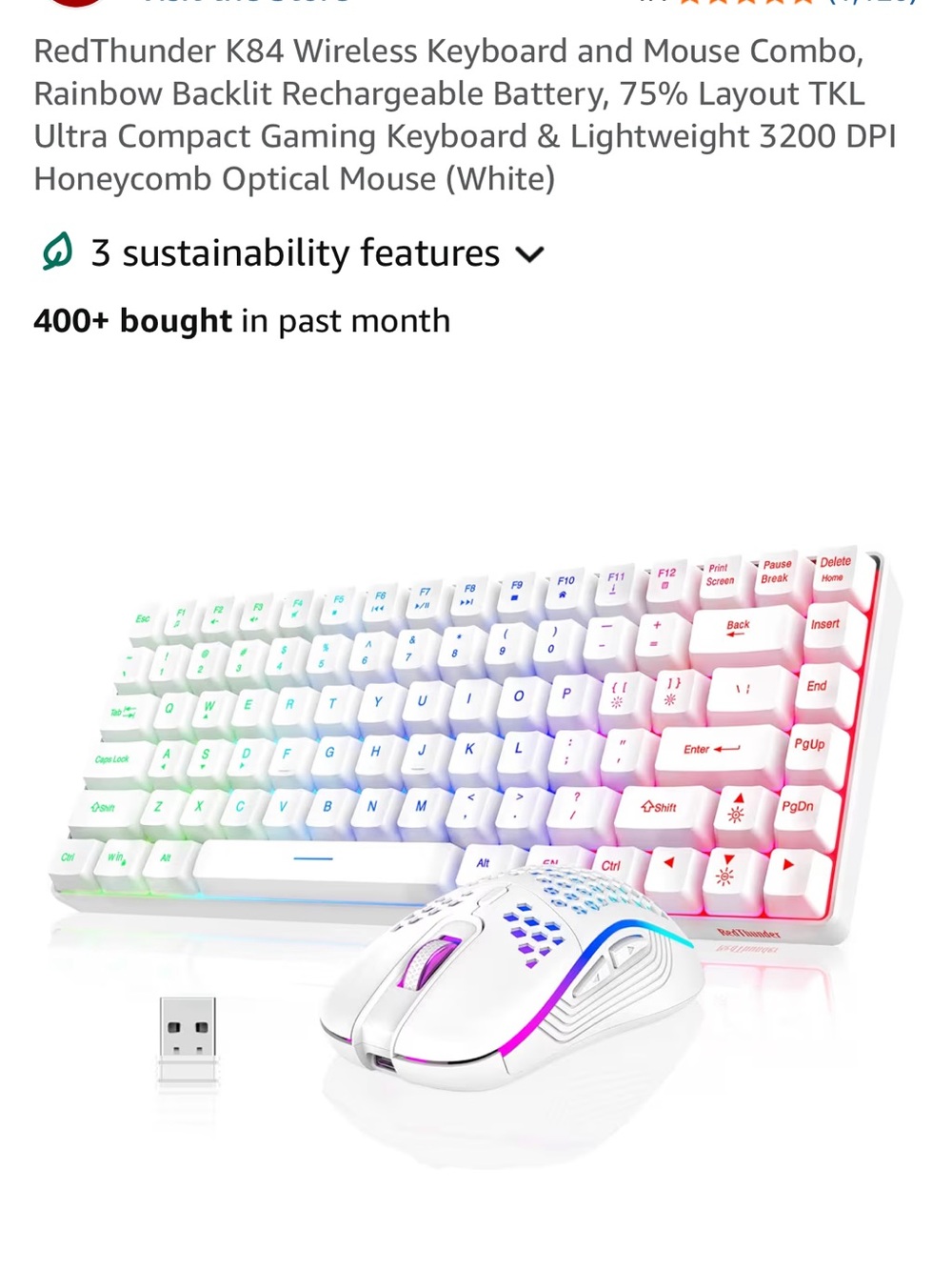 RedThunder Wireless Keyboard and Mouse Combo - White NEW